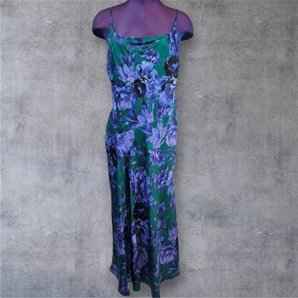Connected Apparel Floral Print Bias Maxi Dress Sleeveless Womens Size 10 B50 - Picture 1 of 7